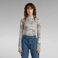 G-Star Raw Allover Printed Turtle Neck Top Slim