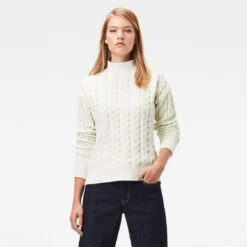 G-Star Raw Cable Knit Mock Sweater
