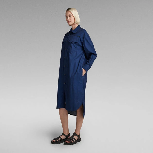 G-Star Raw Long Western Shirt Dress Evergreen - Image 2
