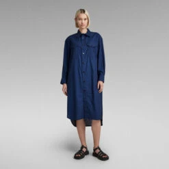 G-Star Raw Long Western Shirt Dress Evergreen